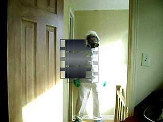Tyvek suit and full face mask