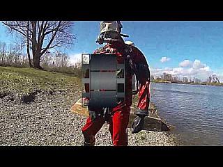 squeezed VIKING drysuit fullface diver