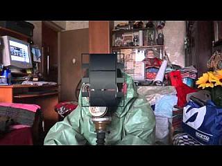 in russian gas masks and chemical suit, in russian gas masks and chemical suit, in russian gas masks