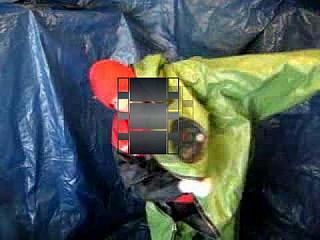 starting to get dressed in hazamat suit I