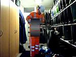 Changing overalls (blue and hiviz), workboots