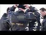 Slo Mo Black Rubber Drysuit Divers in Ship