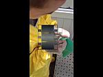 Chris doing a demo of hazmat suit