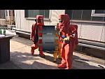 Red Isotemp Suits in Hazmat Exercise