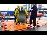 Two Yellow Hazmat Suit Firemen