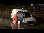 Orange Wader Suit Car Rescue at Night